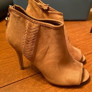 Tan open toe heel